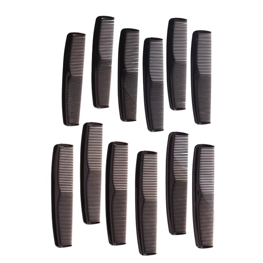 12pcs portable plastic anti-static double-sided dense toothed hair combs salon hair comb tools Special for real hair wigs