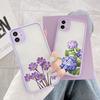 Purple Flower Phone Case for iphone 12 11 13 14 15 16 Pro Max X XS MAX XR for iphone 7 8 Plus SE 2020 Shockproof Mint Blue Cover