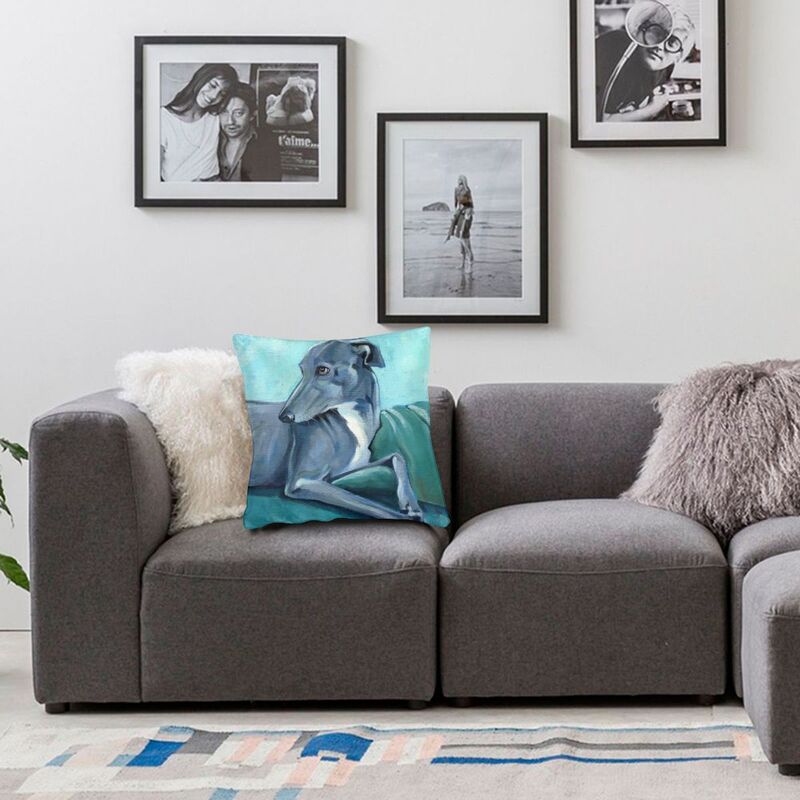 Luxury Greyhound Cushion Cover 40x40cm Soft Whippet Sihthound Dog Pillow Case for Sofa Car Square Pillowcase Decoration
