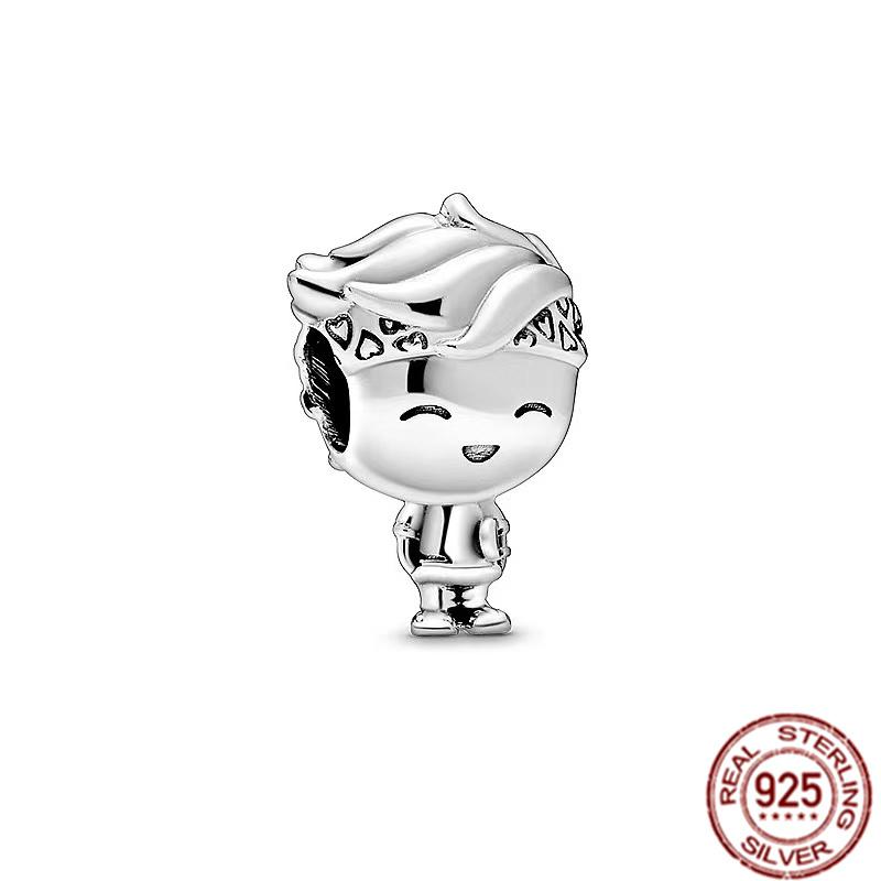 Het försäljning S925 Sterlingsilver Pojke- Flicka-Tonåring & Prinsesskrona Prins Hängberlock Smycken Pärlor Passar Original Armband