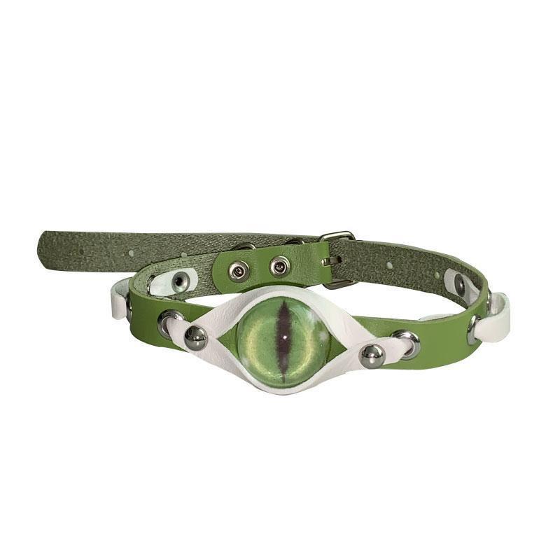 Punk Aesthetic Cool Evil Eyes Choker Leather Accessories Necklace Pink Harajuku Goth Necklace Women Grunge Rock Fashion Jewelry