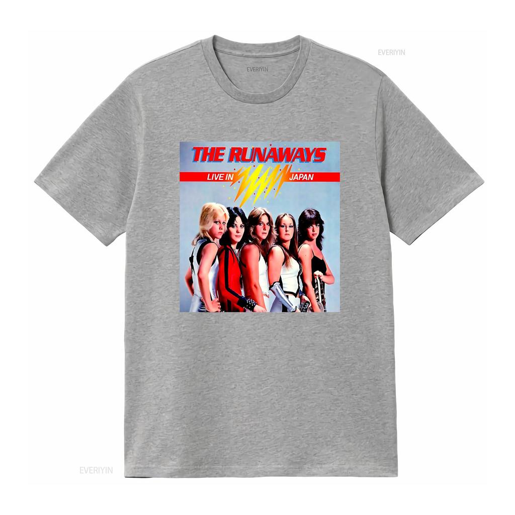 The Runaways Live In Japan Band Rock Tutto Femminile T Shirt Musicale vintage Lavato Traspirante uomo streetwear abbigliamento designer Casual
