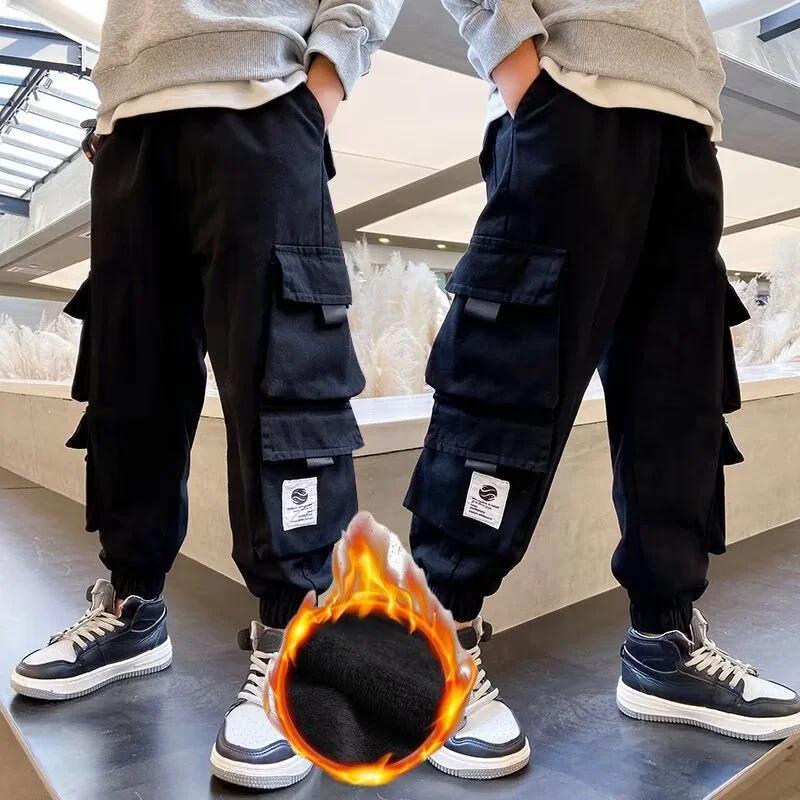 

«Зимний комбинезон из плюшевого флиса для мальчиков - повседневные брюки свободного кроя» 140