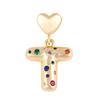 18K Gold-Plated Zircon Necklace with Cross and Colorful Letter Pendants
