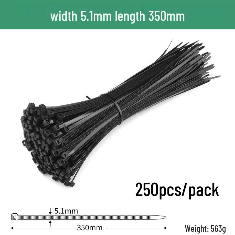 Black Self-Locking Nylon Cable Tie with Strong Anti-Theft Buckle