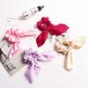 Solid Color  Satins Scrunchie With Bunnies Ears Design Soft Fabric Stretchy Hair Rope Accessories For Women Girls