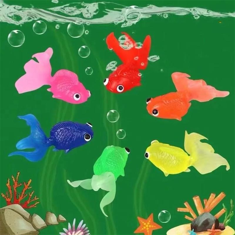 Artificial Aquarium Goldfishes Fake Rubber Fish Ornament Realistic Moving Floating Fish Bath Water Play Games For Kids Toddlers