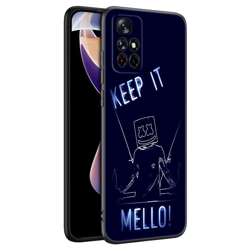 DJ Marshmallow Phone Case For Xiaomi Redmi Note 7 8 9 10 Lite 11 11E 11T 12 Pro 11S 4G 10T 5G 8T 9S 10S Soft TPU Black Cover