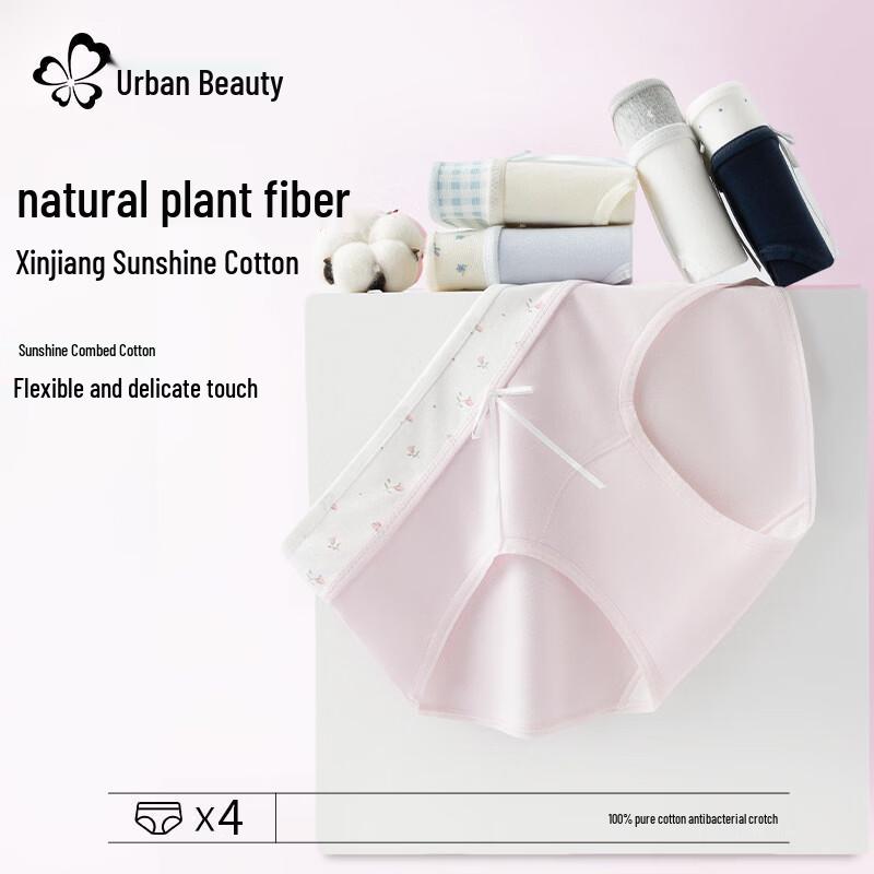Urban Beauty Women s Pure Cotton Antibacterial Underwear (4-Pack) L