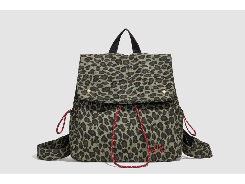 2025 Retro Leopard Print Damen Canvas Rucksack: Herbst/Winter College-Stil, lässige Tasche mit großem Fassungsvermögen