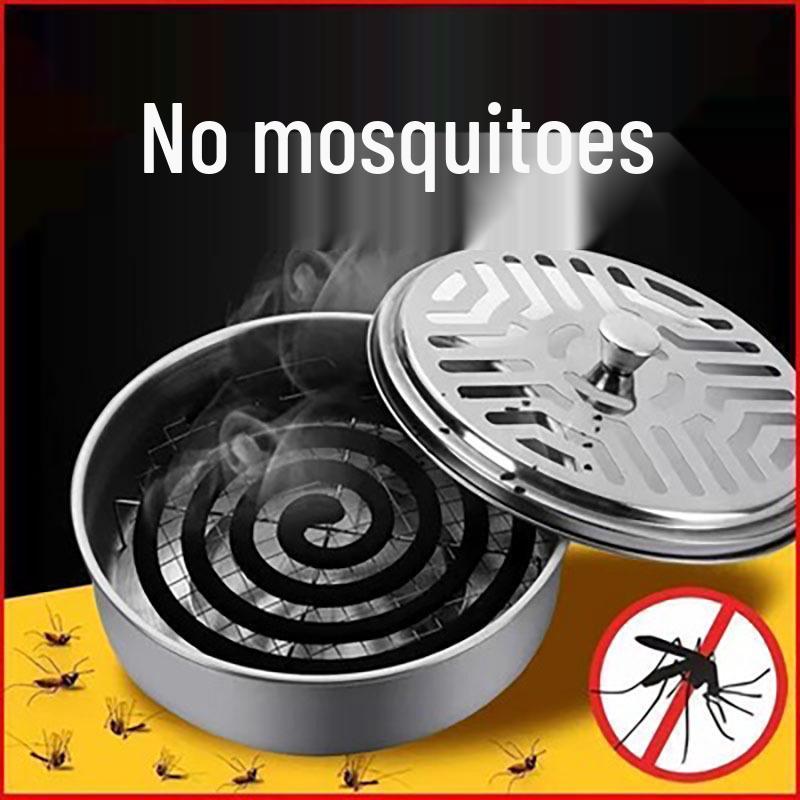 Stainless Steel Mosquito Coil Holder with Safe Ash Catcher and Lid for Outdoor Use