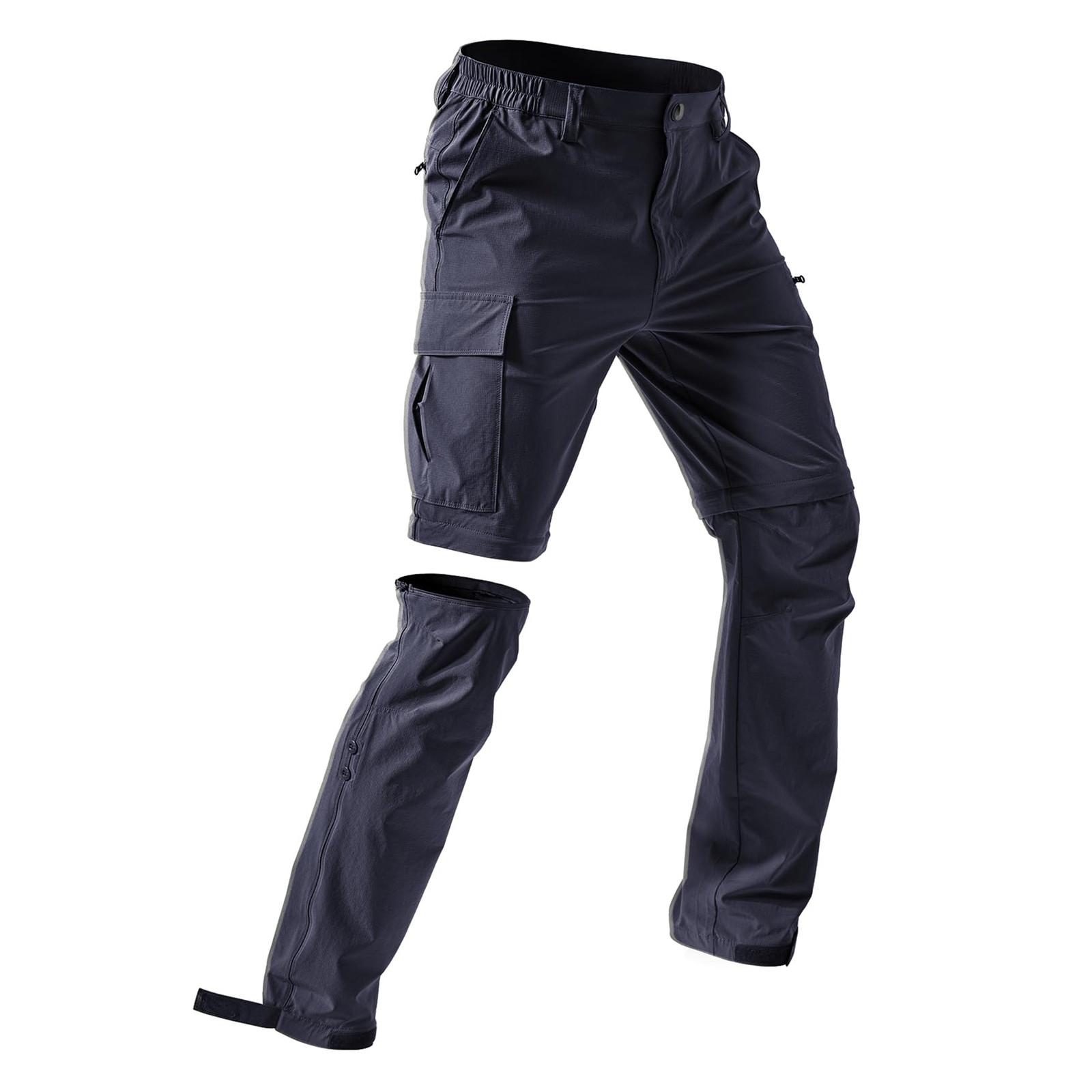 

Men s Hiking Pants With Convertible Quick Drying Waterproof Lightweight Zipper, Outdoor 5 Deep Pockets XL чорний