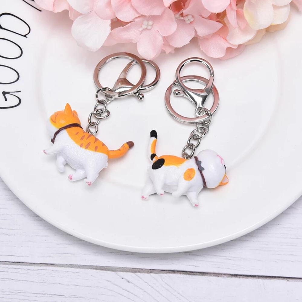 Zinc Zinc Alloy Cute Car Cartoon Animal Bag Hanging Pendant Cat Keyring Keychain Kitten Key Chain