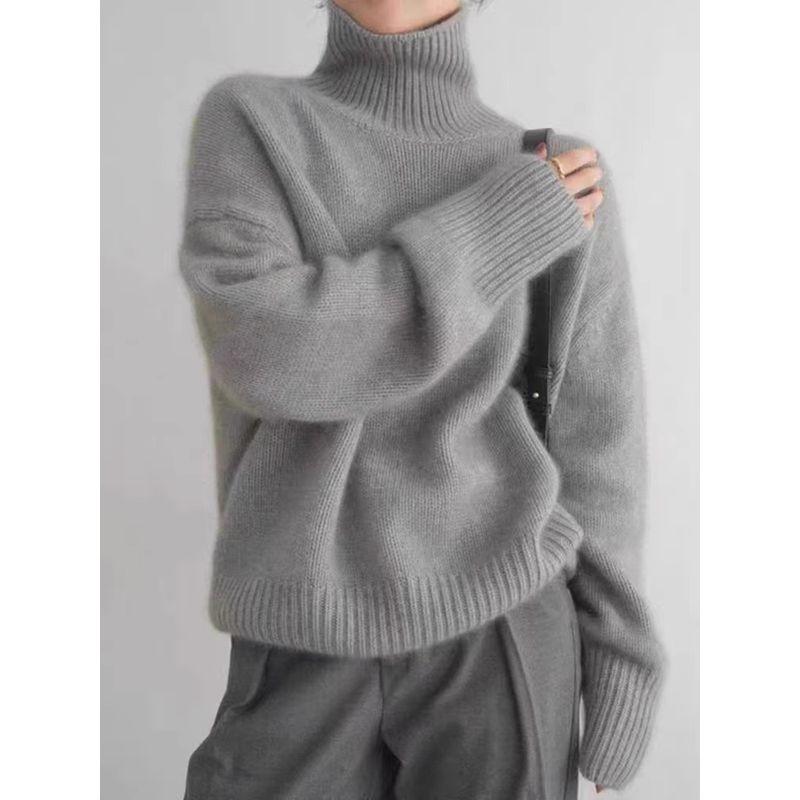 

2025 New Arrival Best Selling Fall and Winter Gray Turtleneck Woolen Sweater Women s Wool Extra Thick Sweater Idle Style Knitwear Base Grey All yards