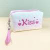 Fashion Embroidered Kiss Letter Makeup Bag Ins Style Gradient Color Storage Bags Large Capacity Toiletry Bags For Women Gifts