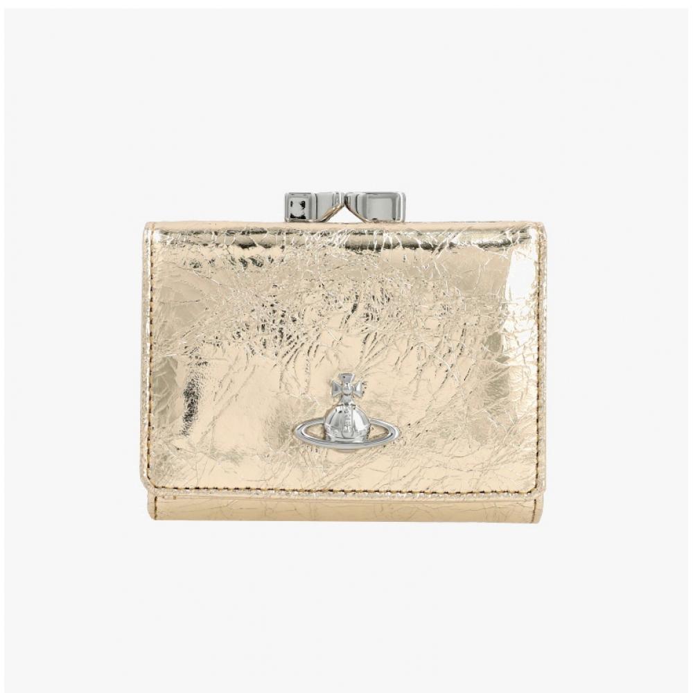 Vivienne Westwood Metallic Crinkle Small Frame Wallet 5115002mw L00a7 R401