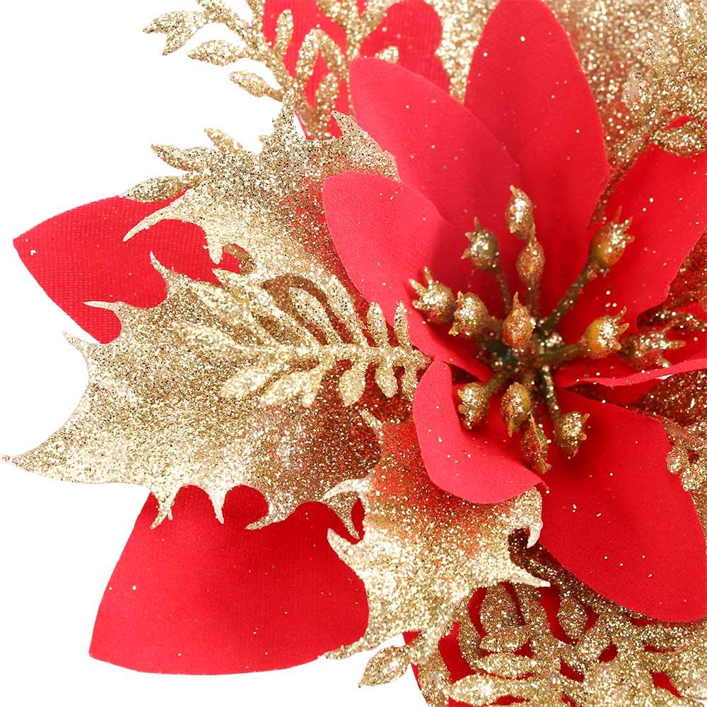 Gift Wreath Accessories Glitter Fake Flowers Christmas Tree Ornaments Artificial Christmas Flowers