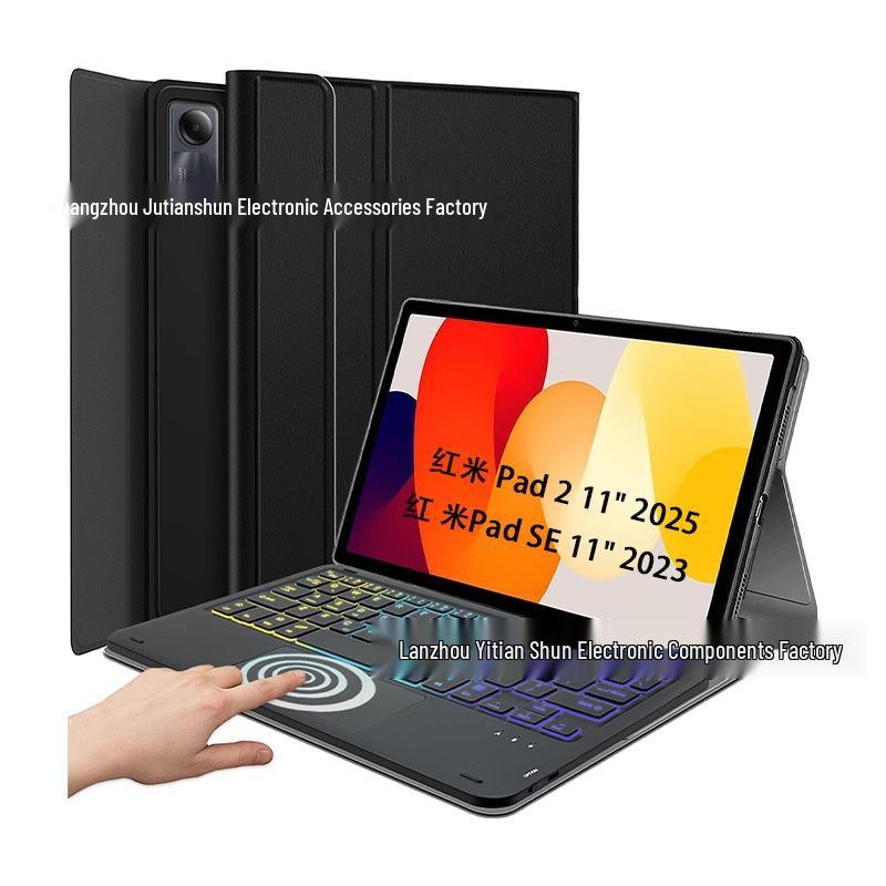 Redmi Pad 2 Tablet Case SE11 with Colorful Backlit Bluetooth Keyboard - Russian/French Layout.