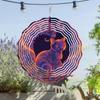 1pc 10-Inch Whimsical Cat & Floral Wind Chime - Vibrant Metal Garden Decoration with 360° Hanging Hook, Ideal for Spring & Summer