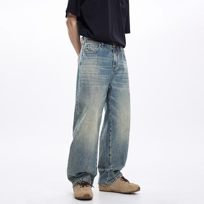 New Spring and Summer Men's Loose Wide-leg American High Street Jeans Long Trousers Men