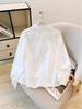 Elegant Women's Long-Sleeve French-Style White Shirt with Flowing Ribbons, 2025 Autumn Collection.