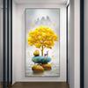 Chinese FengShui Golden Rich Tree Canvas Painting Deer Landscape Lucky Stone Zen Posters Wall Art for Living Room Decor Cuadros