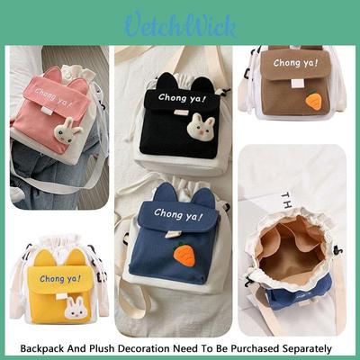 Stylish Canvas Shoulder Bag With Cute Rabbit And Carrot Pins Available In Multiple Colors