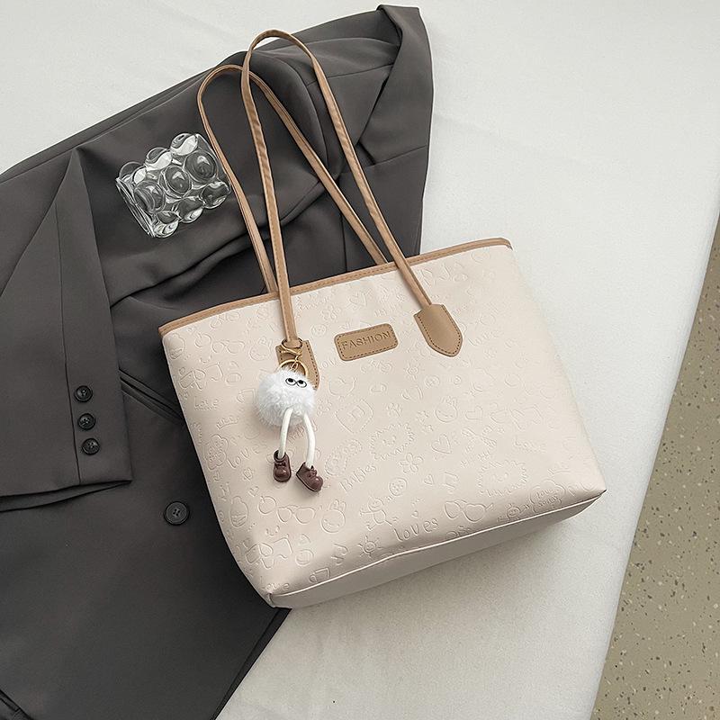 Textured Faux Leather Tote Bag for Women, Spacious Handheld Shoulder Handbag, Stylish Commute Work Bag with Zipper Closure KTB