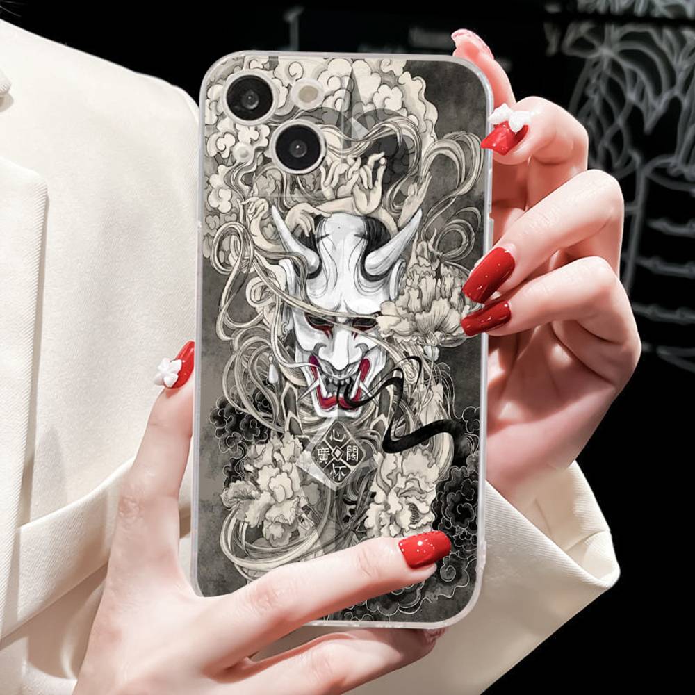 Japan Ghost Face Samurai For IPhone 17 16 16e 15 14 13 12 11 Pro Max Mini Plus Phone Case iPhone 17 Pro