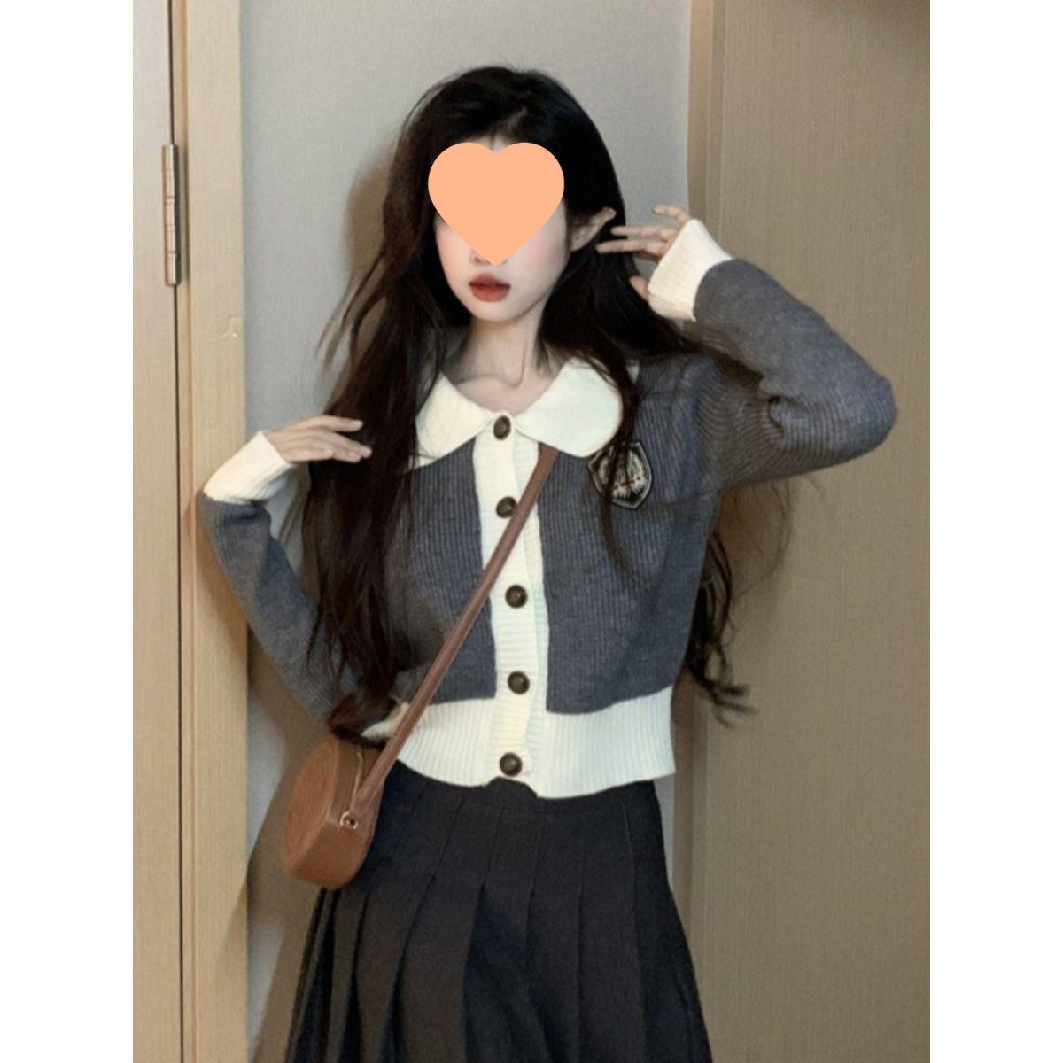 

Women s Petite Grey Knit Cardigan with French Lapel - One Size, Autumn 2025 Collection One Size сірий колір