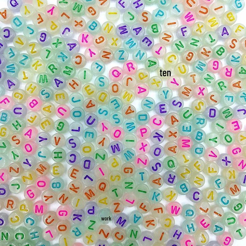 Glowing 4*7MM Colorful English Letter Beads: Acrylic Loose Beads for DIY Jewelry Accessories