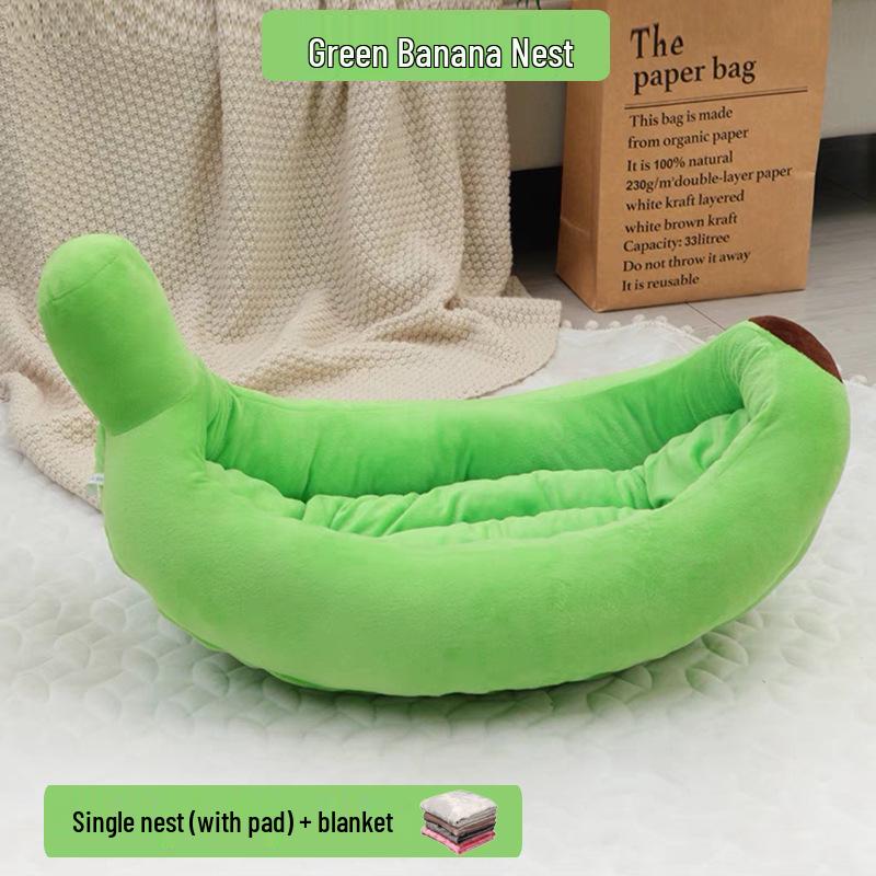 Pet Banana Bed: Year-Round Cool & Warm Mat for Cats and Dogs
