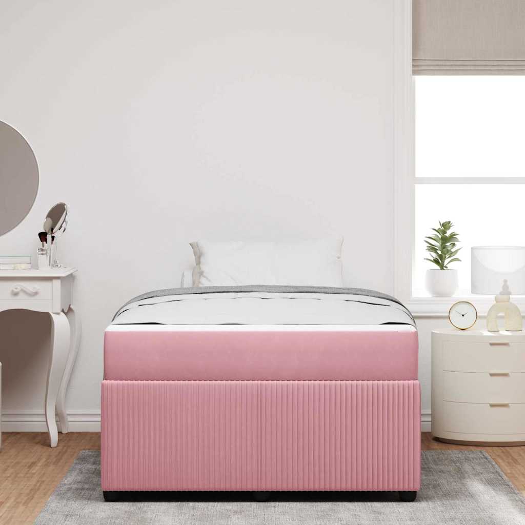 Bed Frame with Mattress Pink 120 x 190 cm Fabric