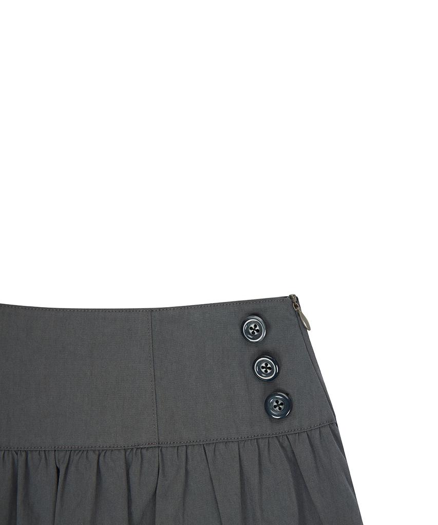 Love Is True El Pocket Shirring Midi Skirt(Charcoal)