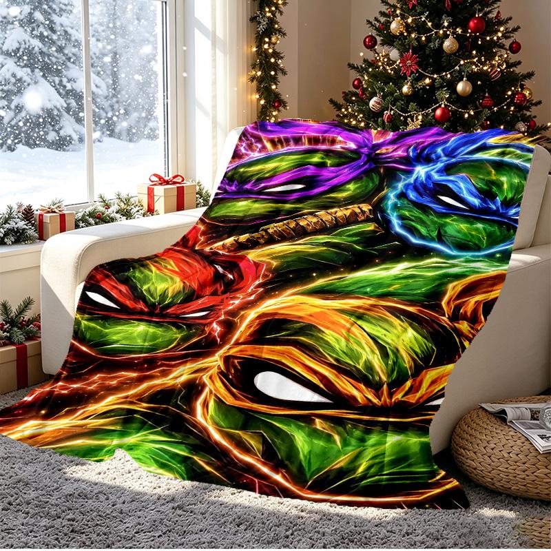 Teenage Mutant Ninja Turtles Pattern Blanket for Home Decoration, Bed, Sofa, Car Travel, Camping, Suitable for All Seasons, Birthday Christmas Gift