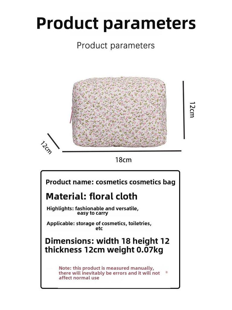 2024 Floral Cotton Cosmetic Bag - Large Capacity, Portable, Hand-Held Storage