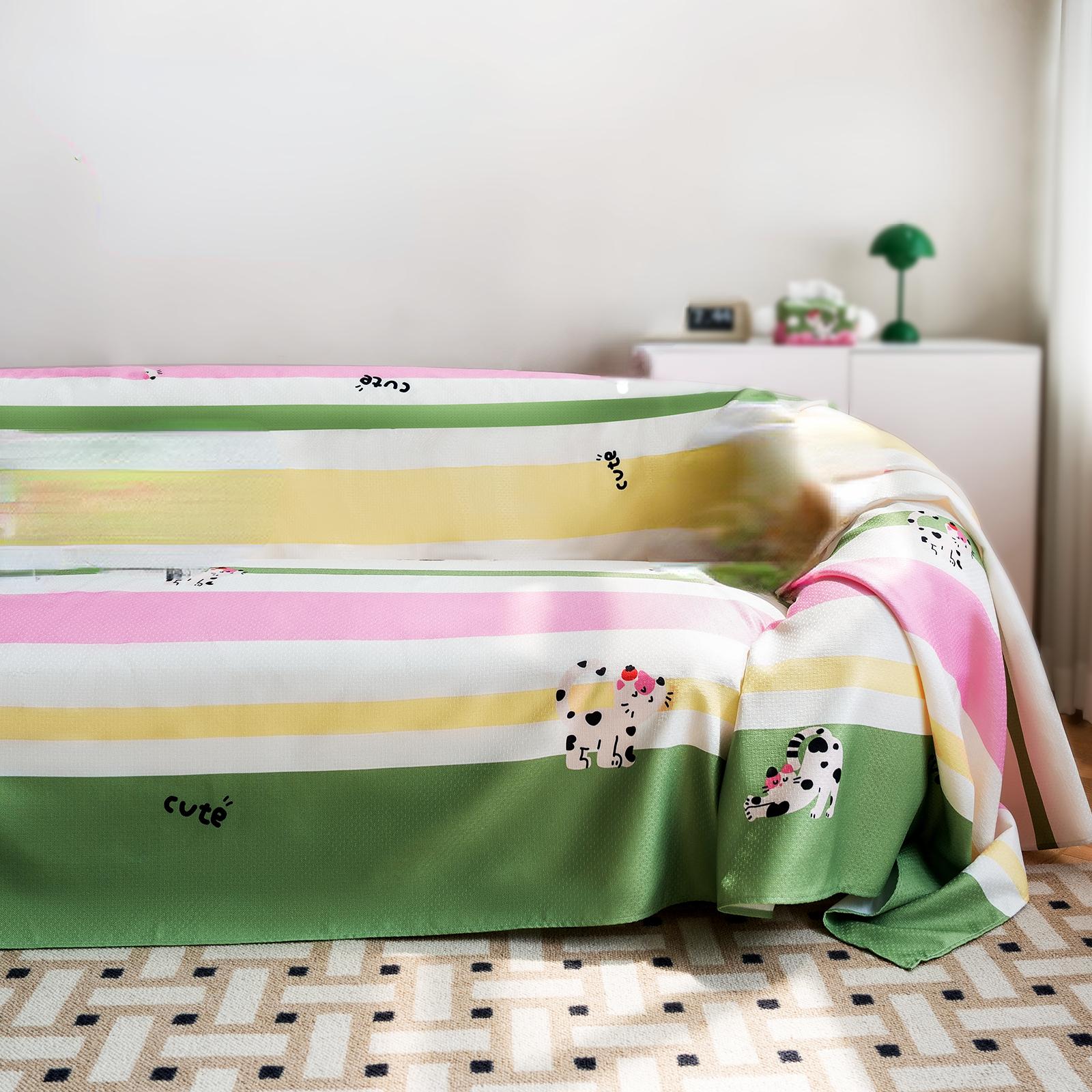 

Нескользящие чехлы для диванов для гостиной, жаккардовый мультяшный имитация хлопка, льняная ткань, чехол с защитой от царапин, декор для дома 180x130cm