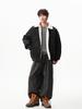 Men's Winter Barn Style Lambswool Cotton PU Leather Jacket, Thickened Warm Street Cool Workwear Coat