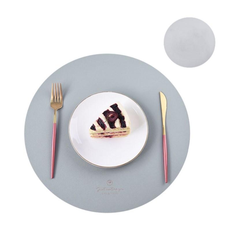 1/4/6 Sets Round PU Leather Placemats and Coaster Set Insulation Mat Oil-Proof Waterproof Table Place Mats for Coffee Blue Green