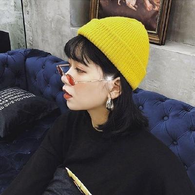 Women's Winter Couple Knit Black Long Watch Cap Beanie Hat