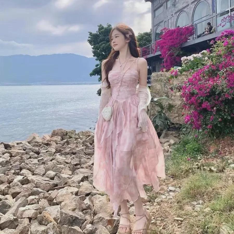 2024 Cherry Blossom Fairy-Style Irregular Hem Long Skirt - Summer Holiday Trend