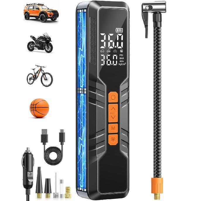 Tire Inflator Portable Air Compressor - 150PSI Cordless Air Pump for Car Tires, Portable Tire Inflator for Car, Air Compressor with Pressure