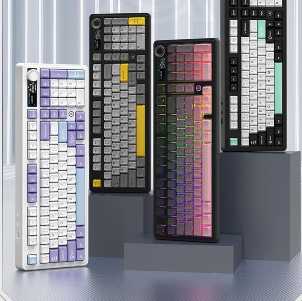 AJAZZ AK980V2 Tri-Mode Wireless Mechanical Keyboard RGB Lighting 8000mAh Battery Gasket Full-Key Hot-Swappable 101-Key 2U0