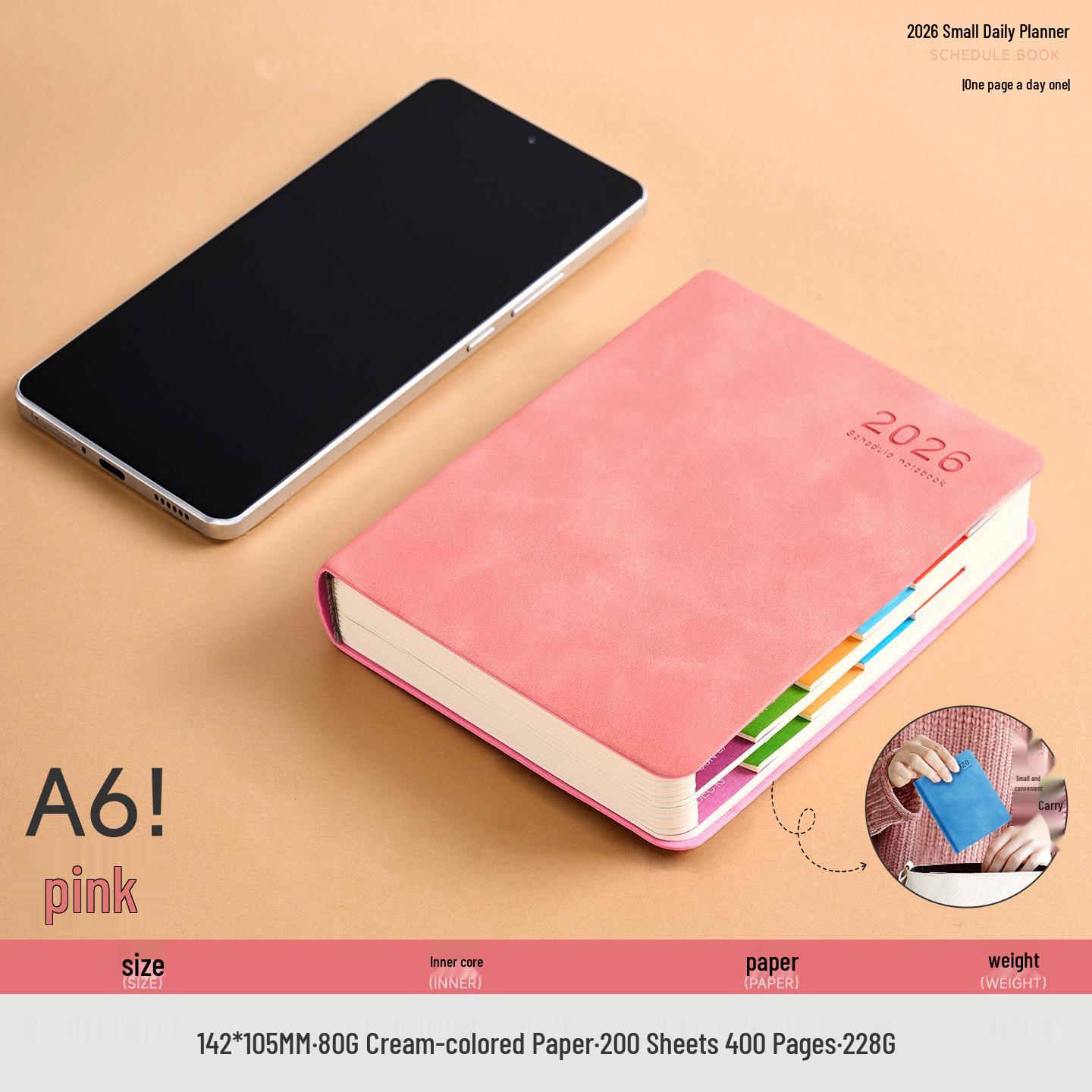 2026 A6 Daily Planner: Custom Office Efficiency Handbook with One Page Per Day
