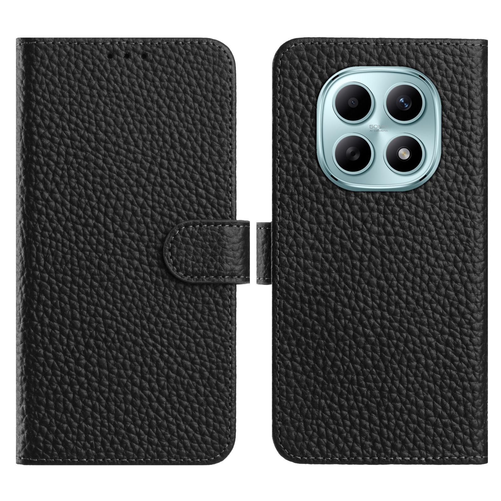 

Для Xiaomi Poco M8 5G/Redmi Note 15 5G (Глобальный)/15 4G (Глобальный) Чехол-портмоне с подставкой, текстура личи, натуральная коровья кожа, откидная крышка для телефона