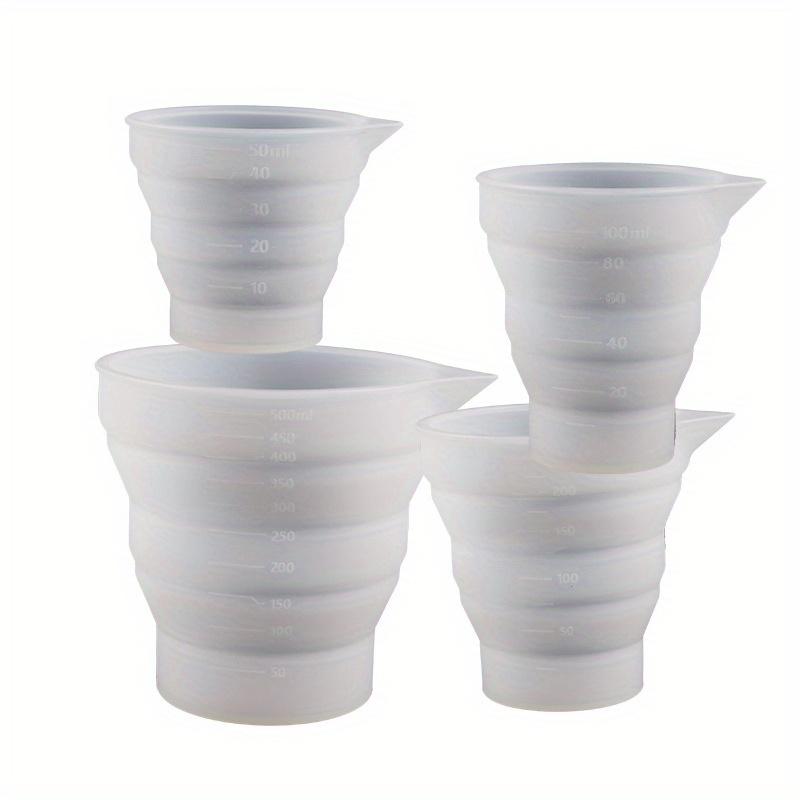 4pcs/set Foldable Silicone Measuring Cup with Scale Epoxy Resin Jewelry Making Tools DIY Epoxy Resin Glue Pigment Mixing Stirring Tools
