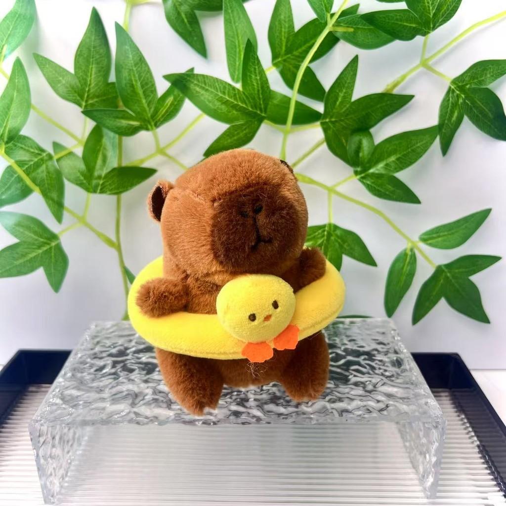 Swimming Ring Capybara Key Chain Cute Children Backpack Hanging Plush Gift Doll