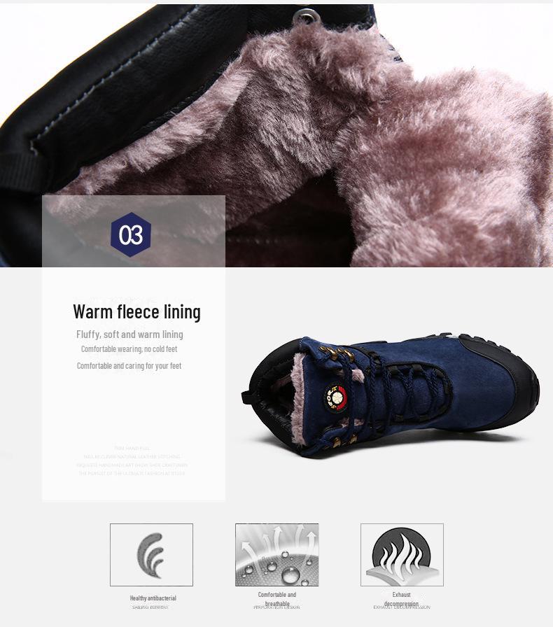 Men's Large Winter High-Top Hiking Boots - Warm, Wear-Resistant, Anti-Slip, Plus Velvet