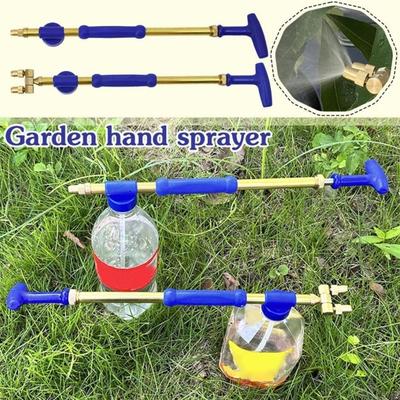 Garden Hand Sprayer High Pressure Air Pump Manual Sprayer Adjustable Length Drink Bottle Spray Double Head Handheld Push Pull Copper