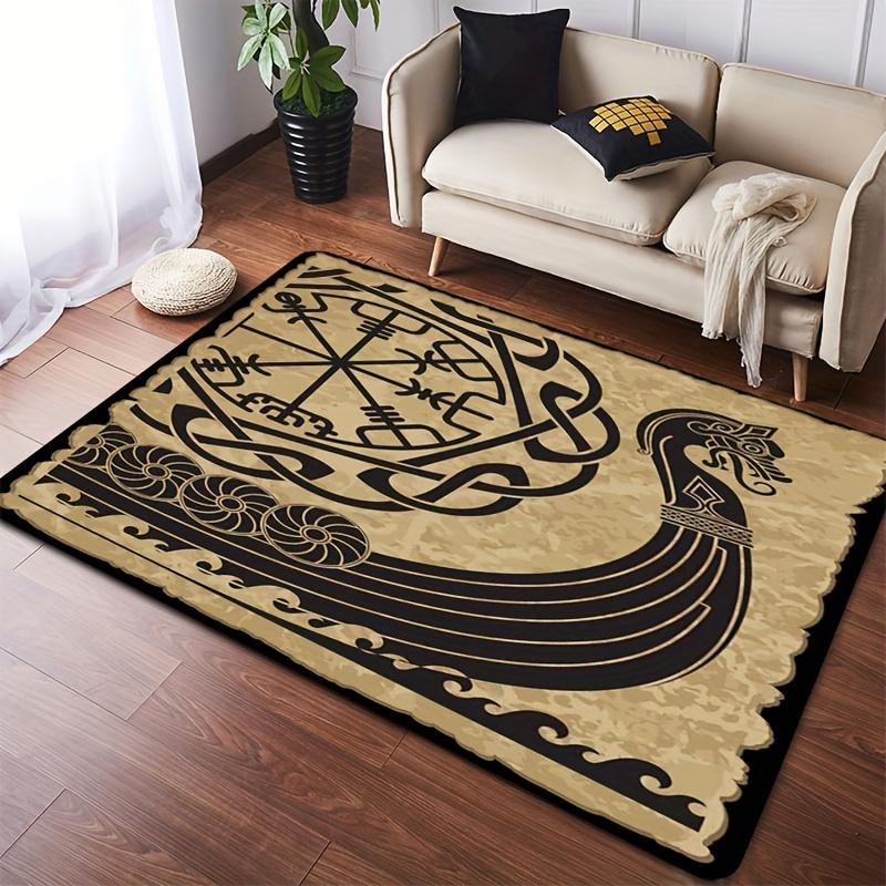 1pc Vintage Viking Rune Rugs Wrinkle Resistant Decor Soft Carpet for Home Office Hallway Living Room Decor Area Rug Home Decor